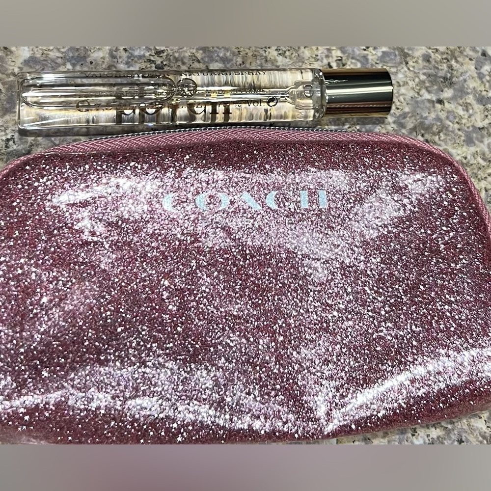 🌺Coach Sparkly Pink Pouch with Coach NY Perfume